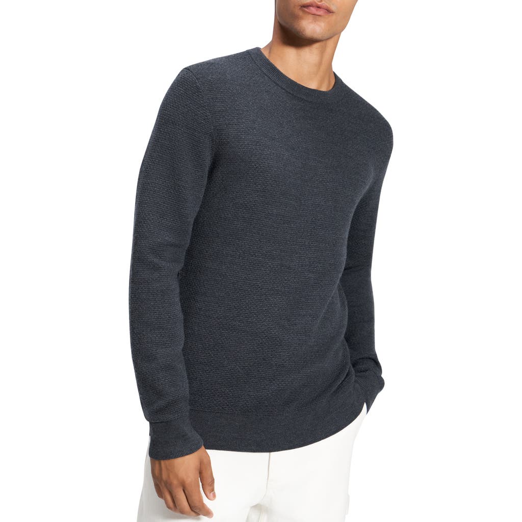 Theory Maden Textured Crewneck Sweater In Charcoal Melange