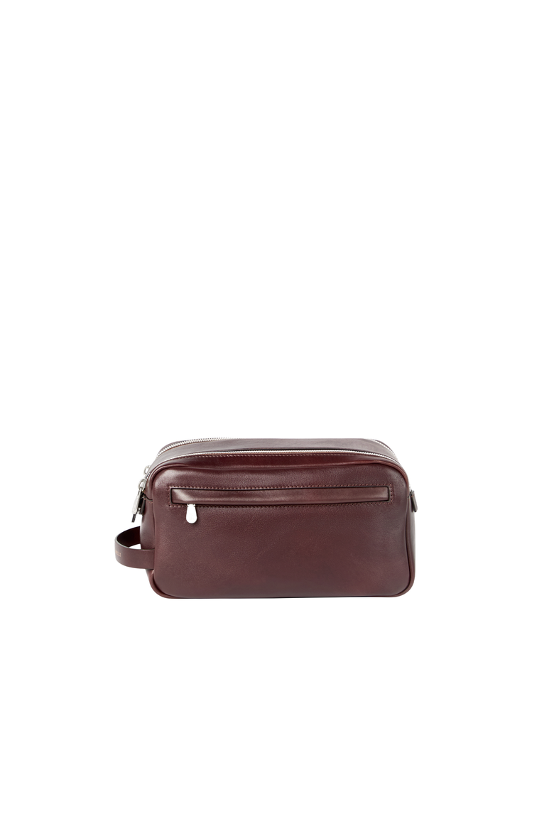 Calfskin beauty case with double zipper, Alternate, color, Burgundy