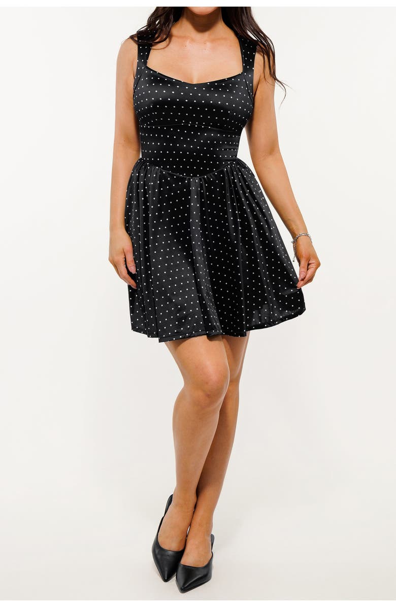 Popilush Vintage Sweetheart Neckline Vacation & Date Night Fit & Flare Shapewear Mini Dress, Alternate, color, Black/White Dot
