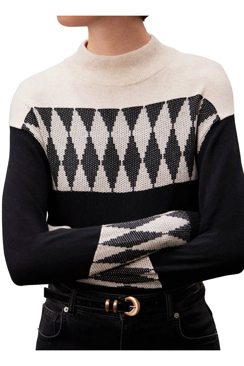 Cotton Blend Graphic Sweater, Alternate, color, Stone