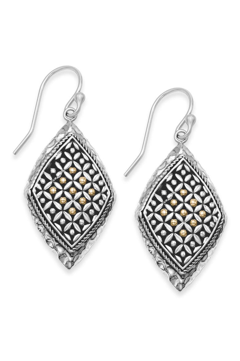 Two-Tone Rhombus Drop Earrings, Main, color, SILVER AND GOLD