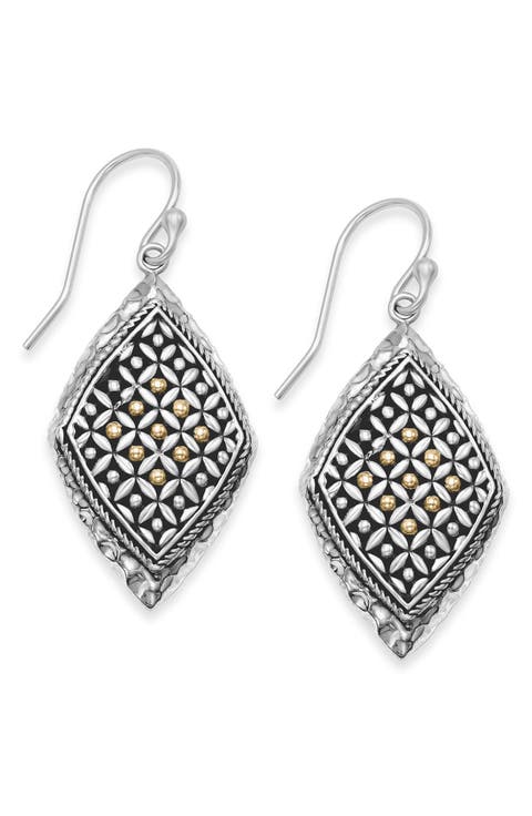 Two-Tone Rhombus Drop Earrings