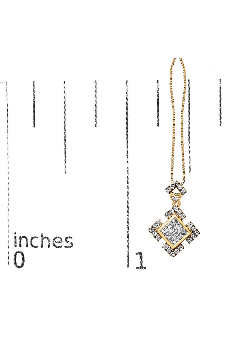 10K Yellow Gold 3/8 Cttw Princess Diamond Geometric Pendant Necklace, Alternate, color, Yellow Gold