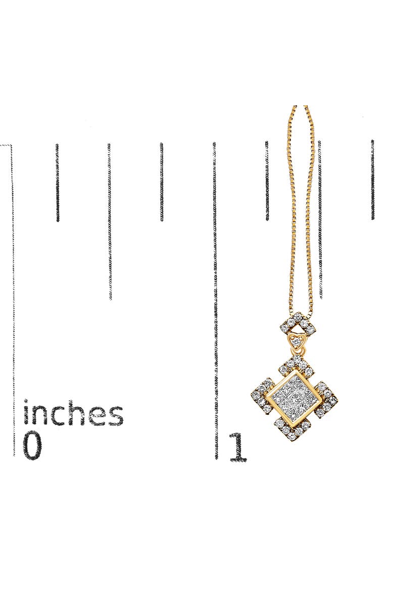 Haus of Brilliance 10K Yellow Gold 3/8 Cttw Princess Diamond Geometric Pendant Necklace, Alternate, color, Yellow Gold