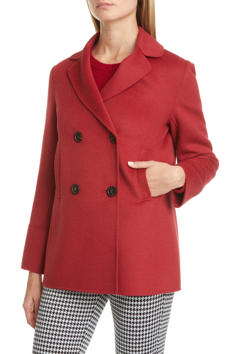 Max Mara Dea Double Face Wool & Angora Peacoat, Alternate, color,