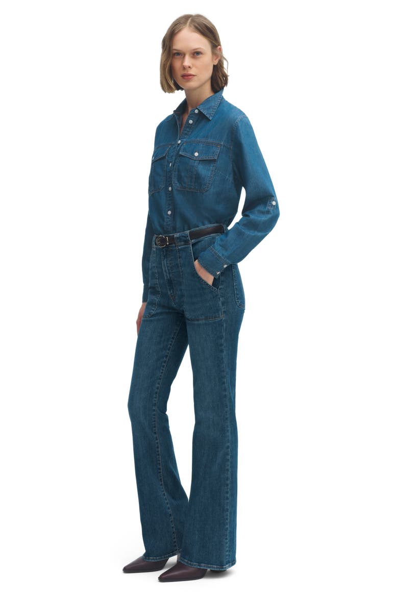 Catriona Cotton Blend Button-Up Shirt, Alternate, color, RIVER WIND
