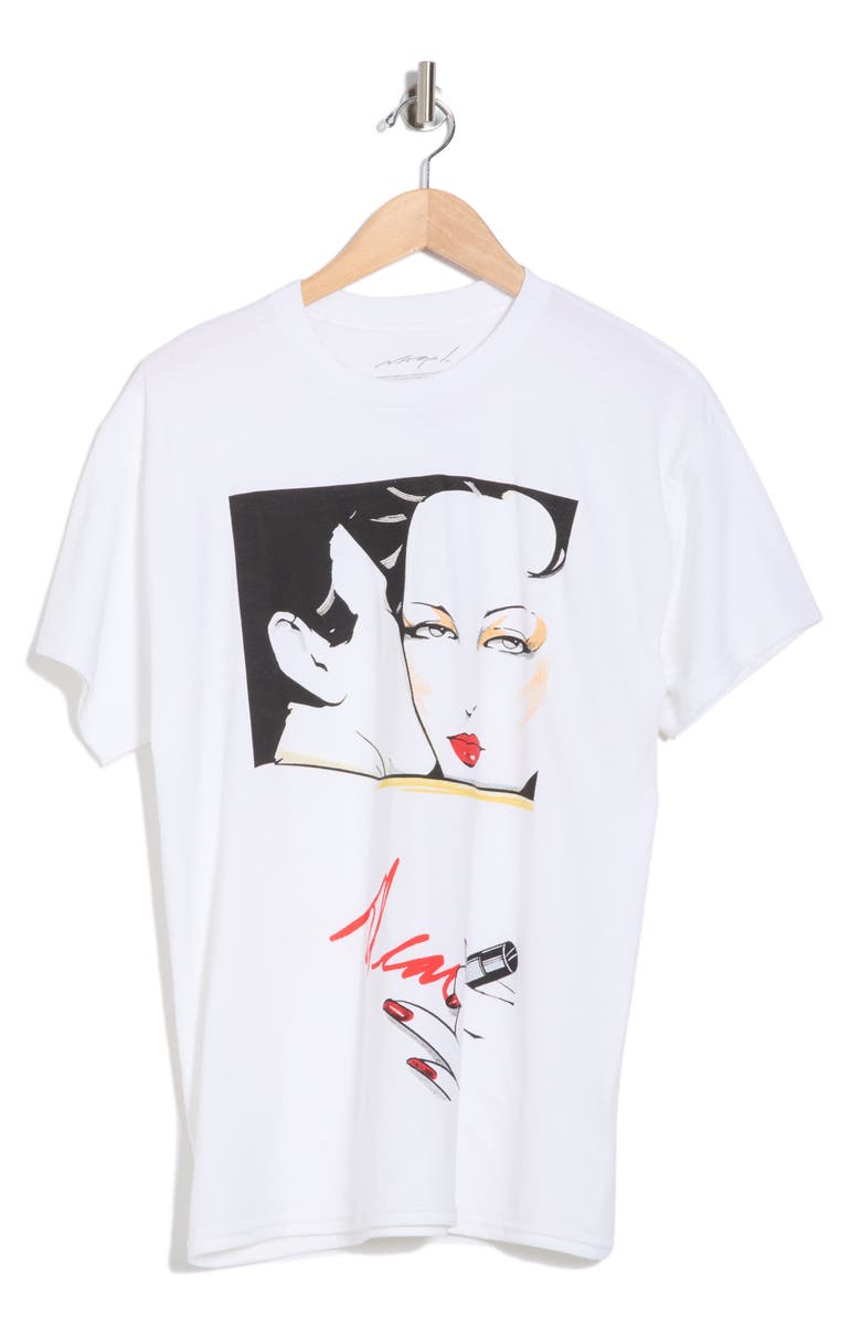 The Forecast Agency Patrick Nagel Lipstick Graphic T-Shirt, Alternate, color,