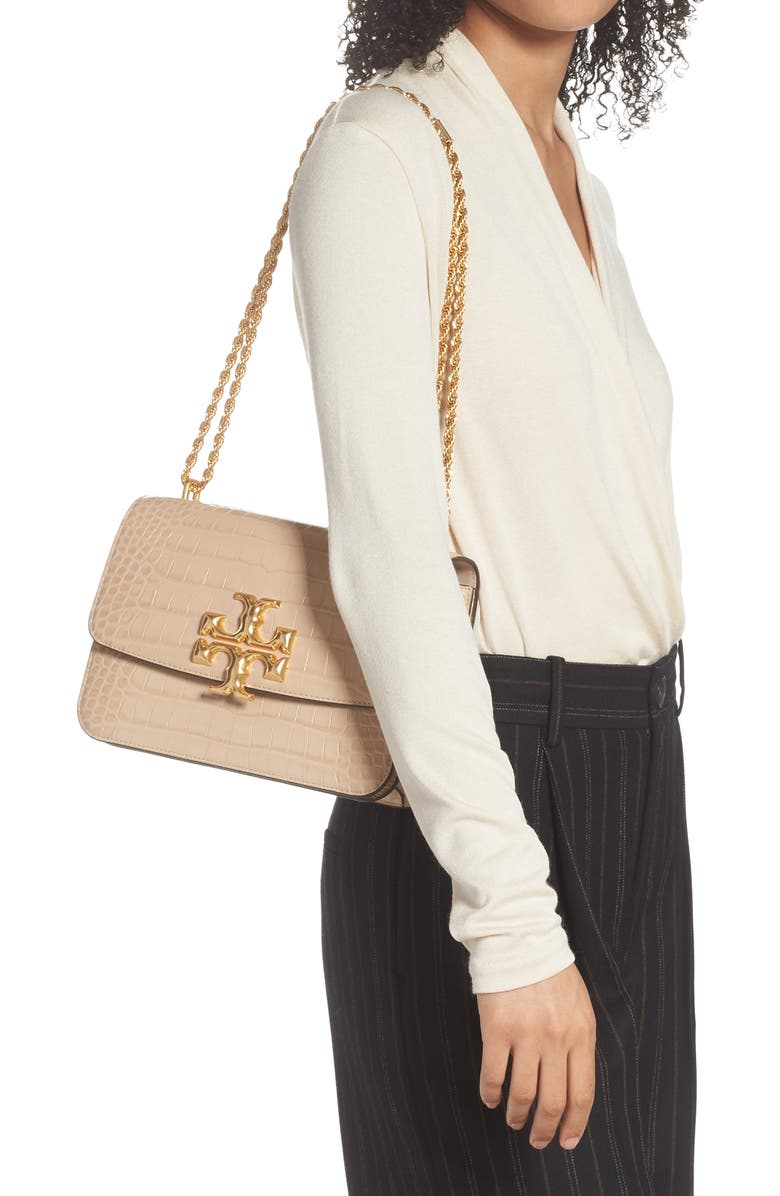 Tory Burch Eleanor Croc Embossed Leather Convertible Shoulder Bag, Alternate, color,