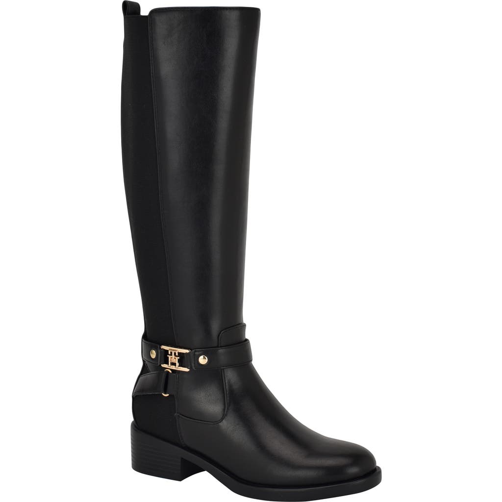 Tommy Hilfiger Iyla Knee High Riding Boot In Black