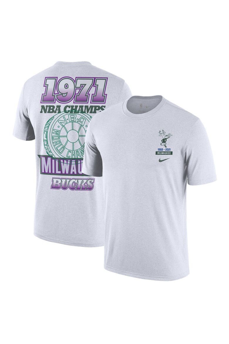 Men's Nike White Milwaukee Bucks 2021/22 City Edition Courtside Heavyweight Moments Story T-Shirt, Main, color, White