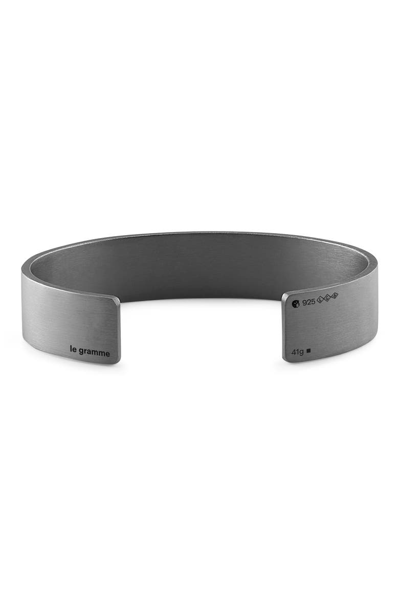 Men's 41G Brushed Sterling Silver Ribbon Cuff Bracelet, Main, color, BLACK SILVER