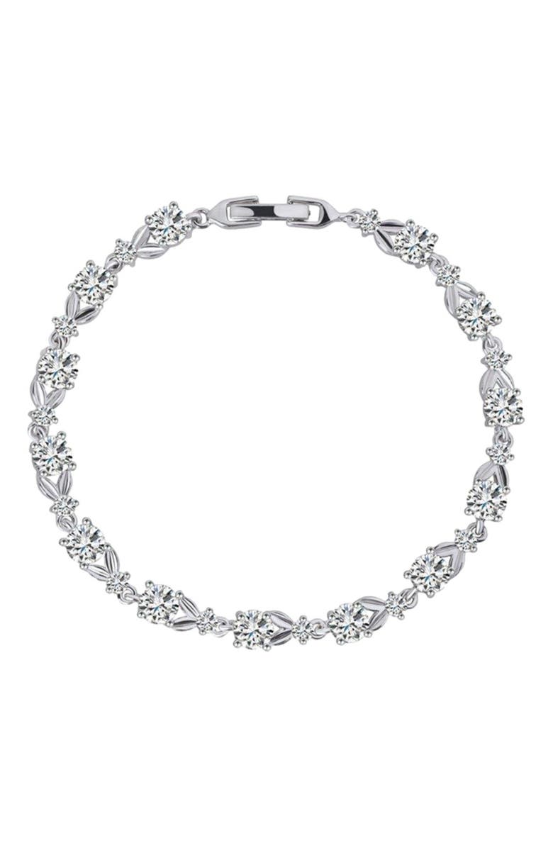 Hollywood Sensation Dainty Cubic Zirconia Tennis Bracelet, Main, color, 