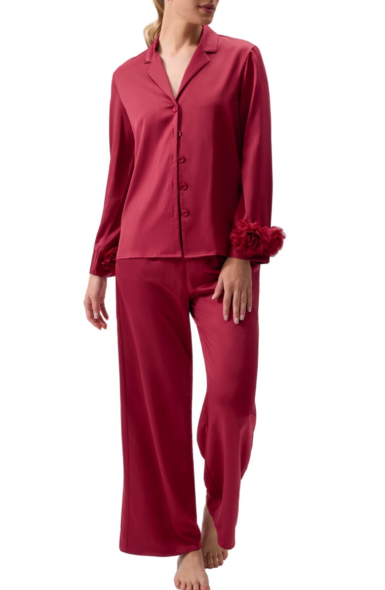 Rya Collection Sweetie Charmeuse Pajamas, Main, color, Holly