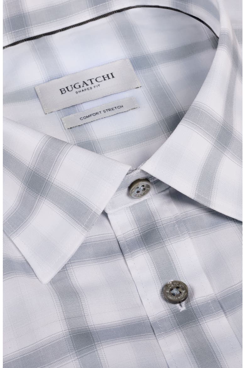 Julian Shaped Fit Check Stretch Cotton Button-Up Shirt, Alternate, color, PLATINUM