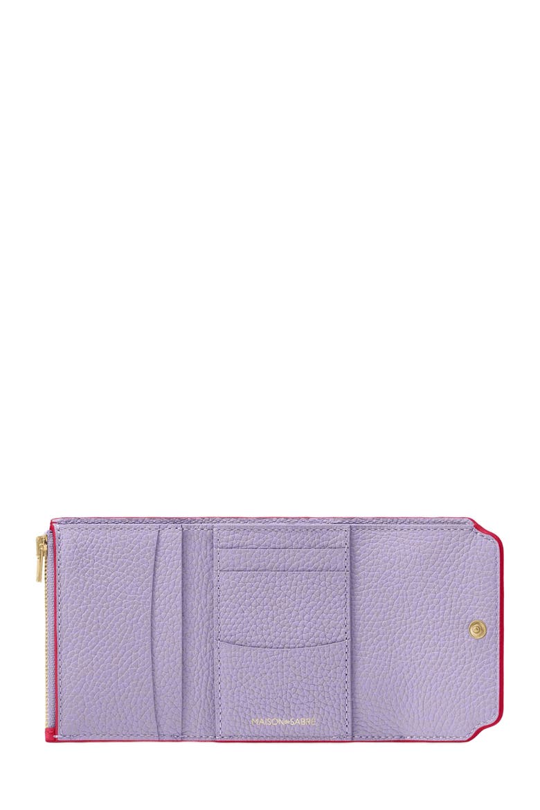 Leather Trifold Wallet, Alternate, color, Fuchsia Lavender