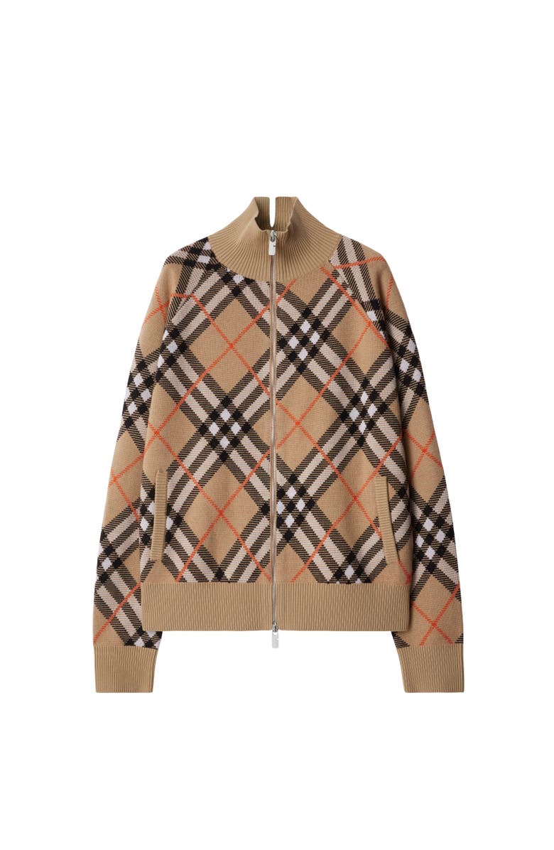 Burberry Check Wool Mohair Blend Jacket, Alternate, color, Sand