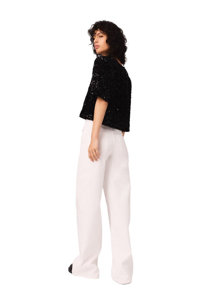Sequinned velvet top, Alternate, color, Black
