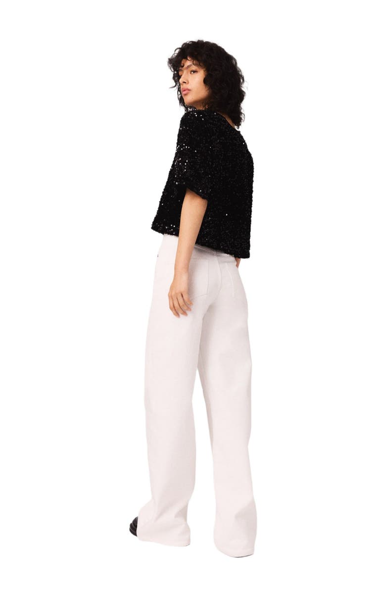 maje Sequinned velvet top, Alternate, color, Black