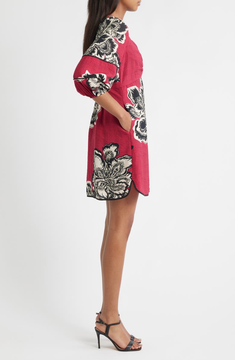 Placed Floral Empire Waist Dress