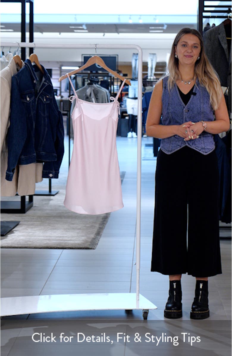 Bow Strap Satin Mini Slipdress, sales video thumbnail