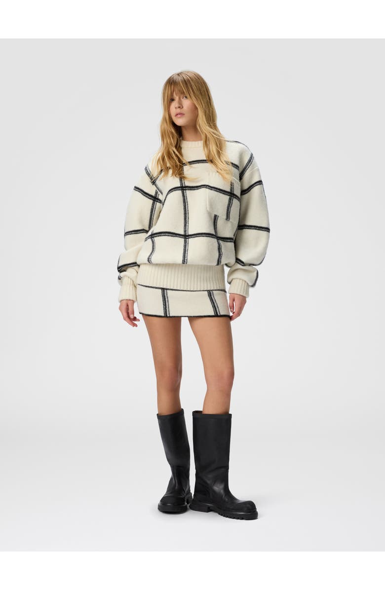 Missoni Oversized Wool Check Crew Neck Sweater, Alternate, color, White