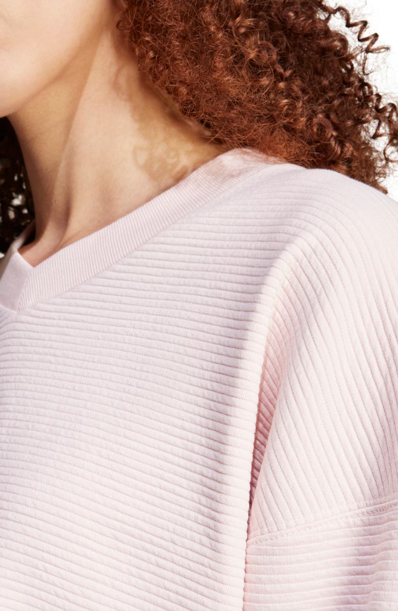 adidas All Szn Rib V-Neck Sweatshirt, Alternate, color, Sandy Pink