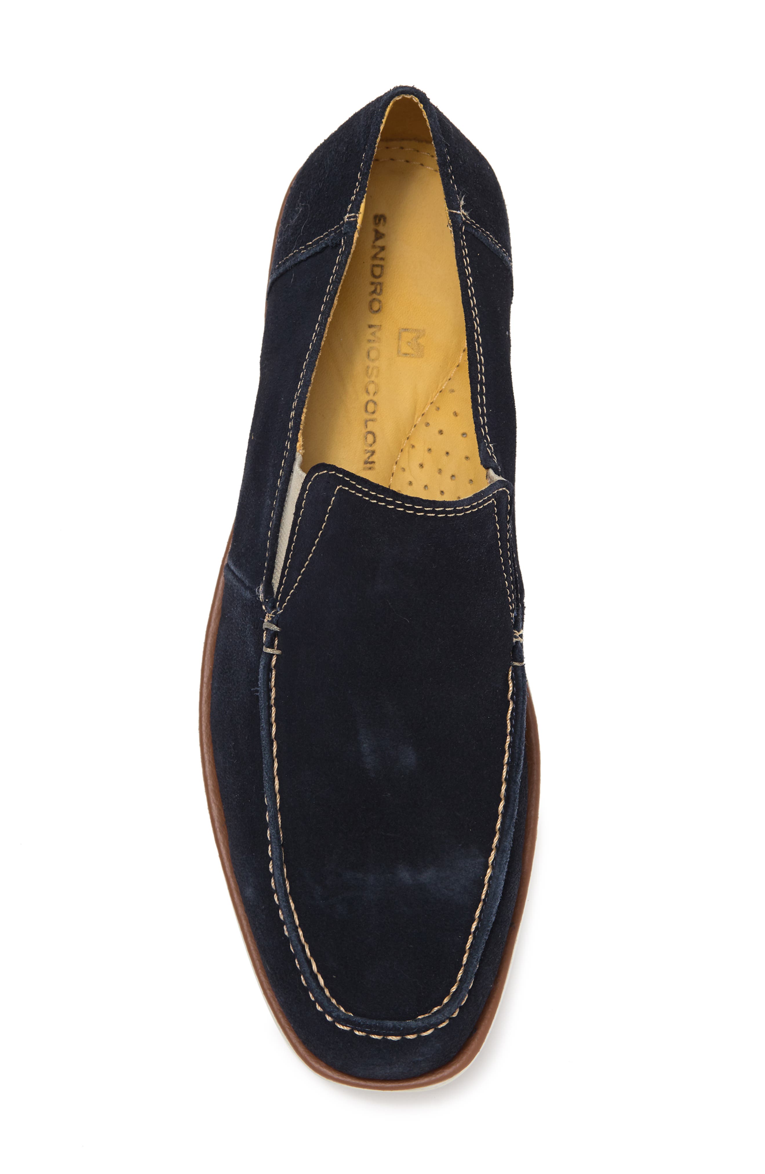 Embossed Leather Loafer, Alternate, color, NAVY