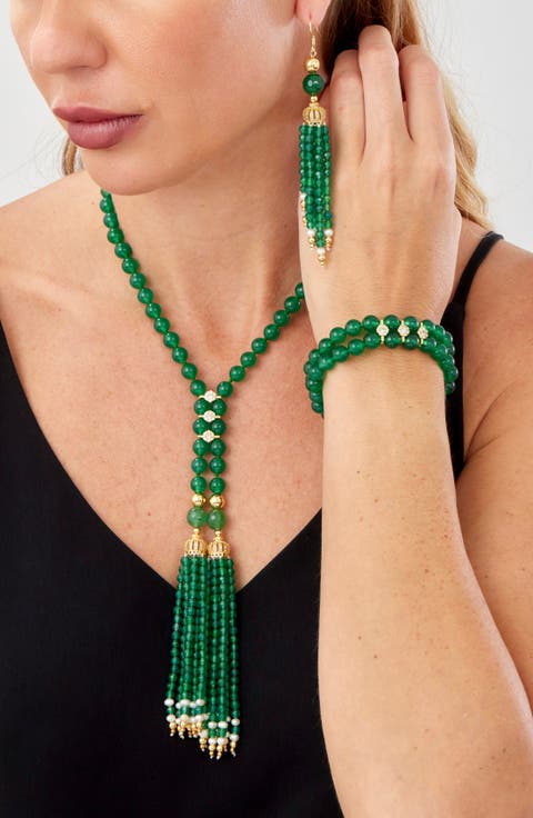 Green Agate Double Row Stretch Bracelet