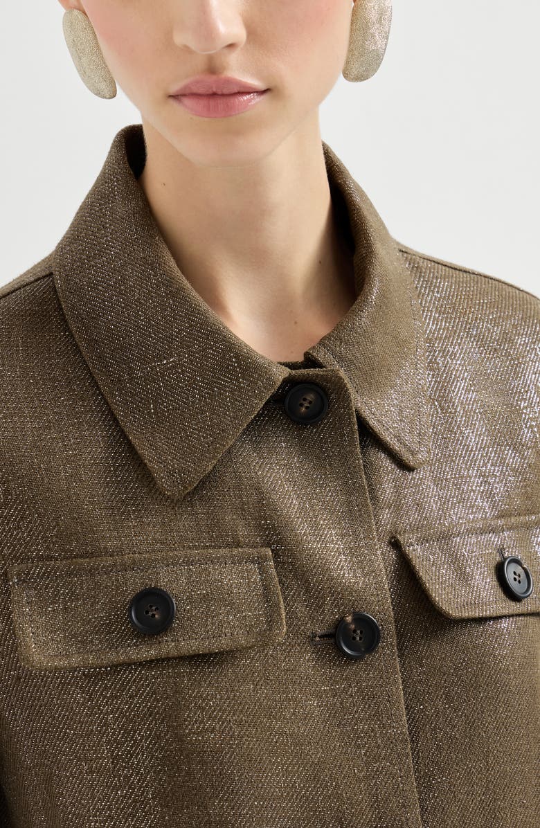 Brunello Cucinelli Linen diagonal blazer, Alternate, color, Mud