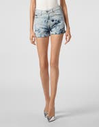 PHILIPP PLEIN Denim High Waist Hot Pants Bleached Women