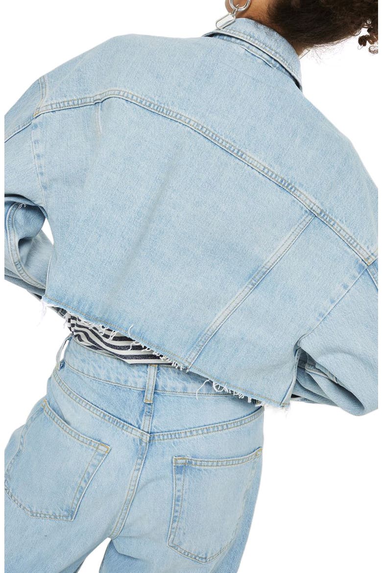 Bleached Cutoff Denim Jacket, Alternate, color, LIGHT DENIM