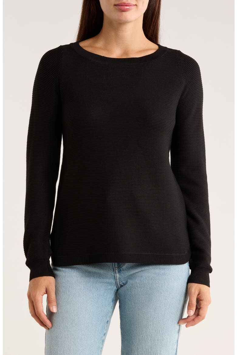 Link Stitch Tunic Sweater, Main, color, BLACK