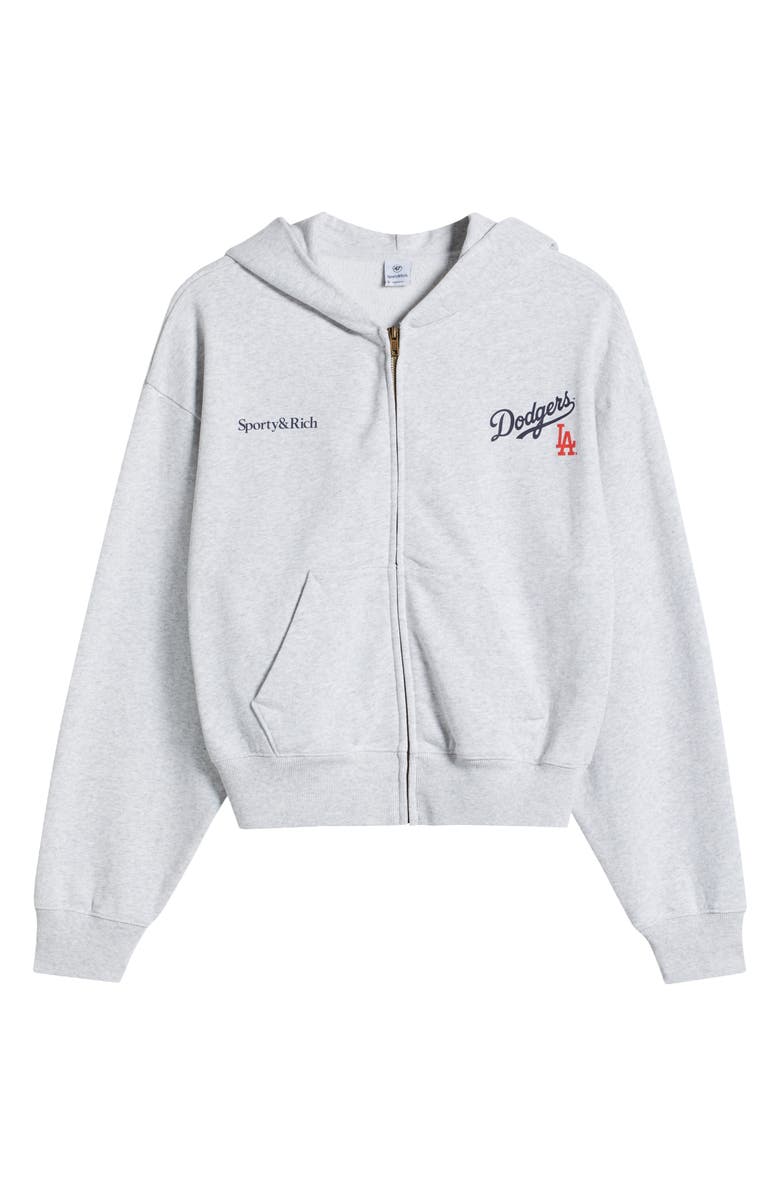 Sporty & Rich Dodgers Serif Crop Full Zip Graphic Hoodie, Main, color, 
