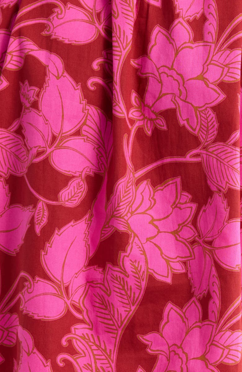 SUGARLIPS Craney Floral Print Tie Waist Long Sleeve Shirtdress, Alternate, color, Burgundy-Pink