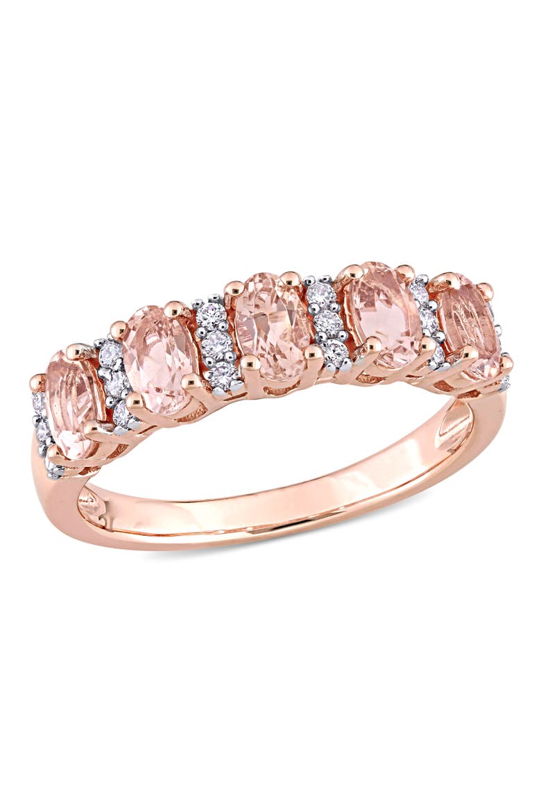 Morganite & Diamond Semi Eternity Ring 14k, Main, color, Morganite