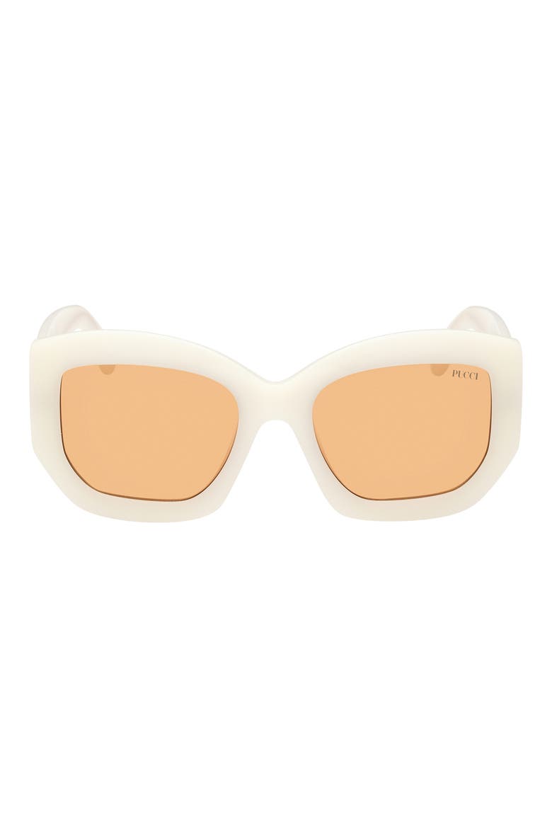 54mm Geometric Sunglasses, Main, color, IVORY/ GOLD / ORANGE LENSES