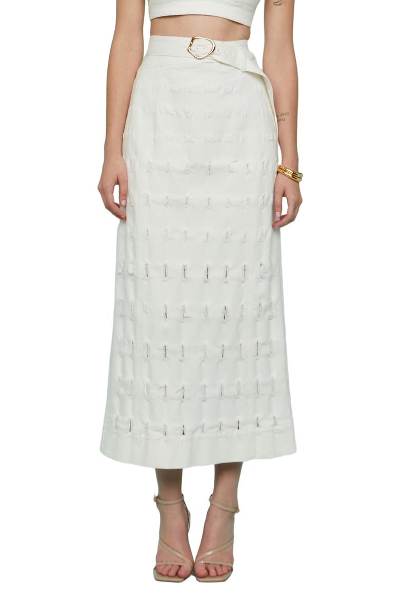 AMUR Jay Textured Twill Midi Skirt, Alternate, color, Sea Salt