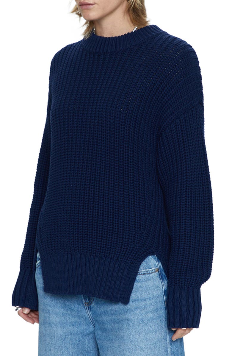 Pistola Helene Side Vent Crewneck Cotton Sweater, Alternate, color, 