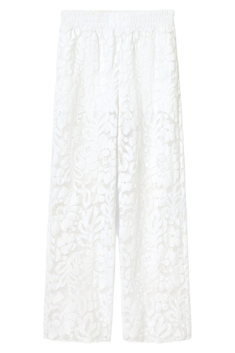 Amelie Lace Wide Leg Trousers, Alternate, color, OPTIC WHITE