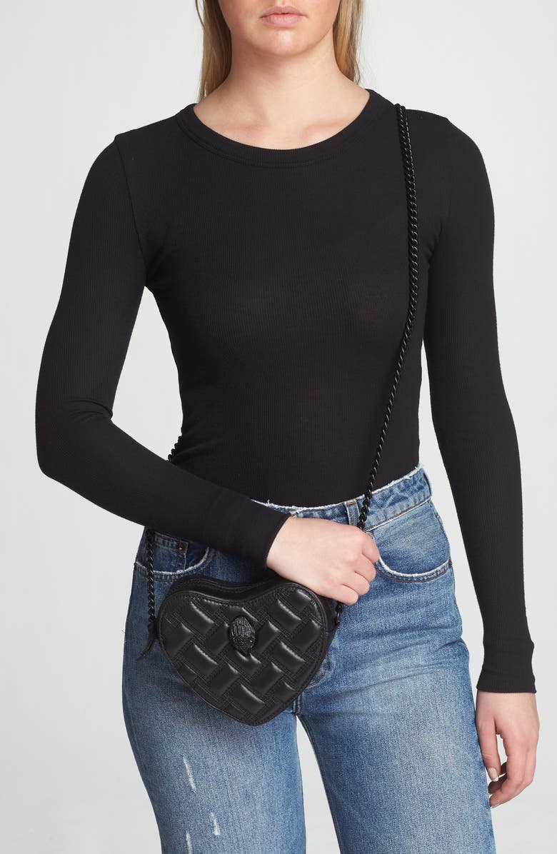 Kurt Geiger London Kensington Drench Quilted Leather Heart Crossbody Bag, Alternate, color,