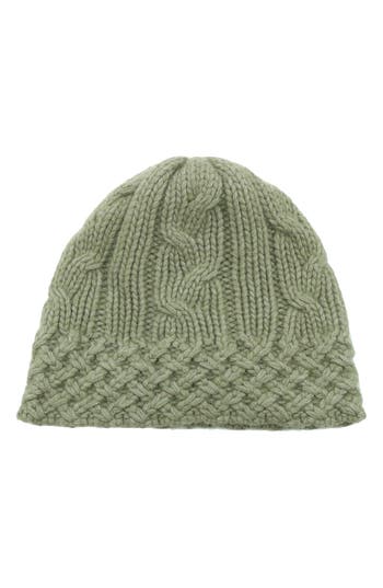 Portolano Chunky Cable Knit Beanie In Green