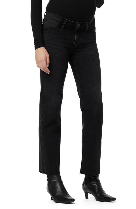 Remi Raw Hem Ankle Straight Leg Maternity Jeans (Fade to Black)