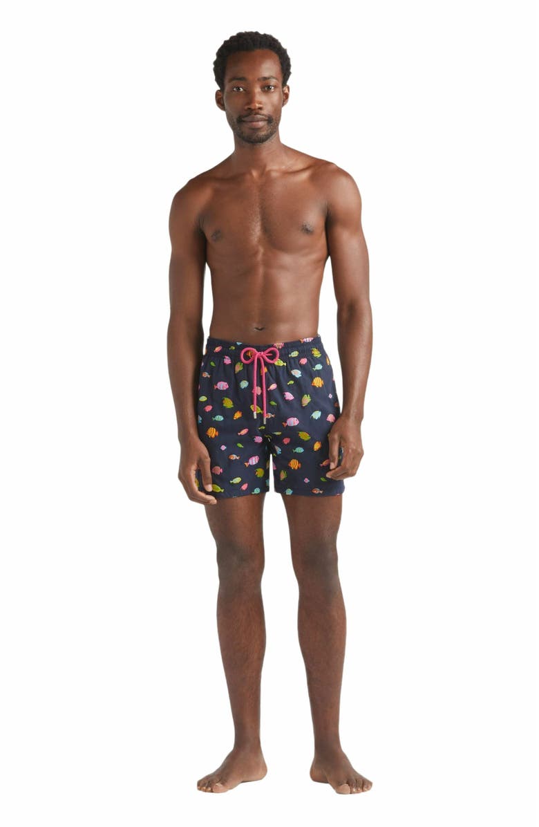 Vilebrequin Men's Embroidered Fishy Dance Swim Shorts, Main, color, 