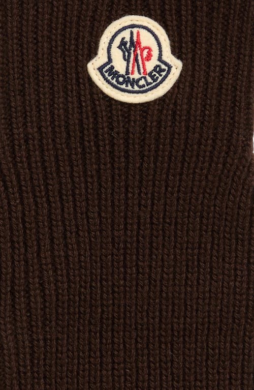 Moncler Virgin Wool Gloves In Brown