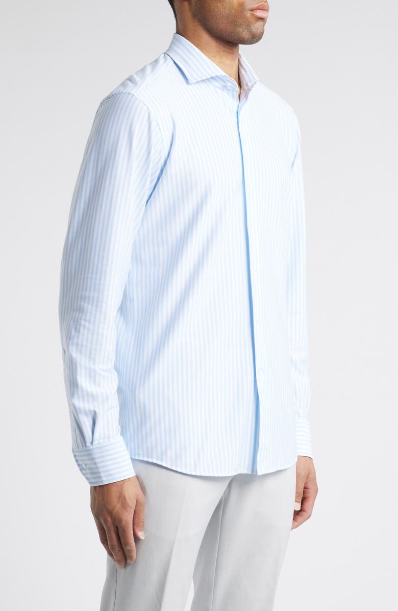 Peter Millar Crown Crafted Excursionist Flex Stripe Button-Up Shirt, Alternate, color, Blue Frost