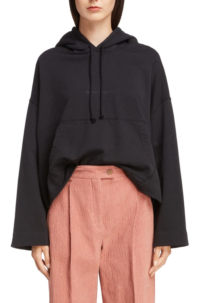 Acne Studios Joghy Embossed Logo Crop Hoodie, Main, color, 