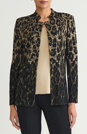 Ming Wang Metallic Leopard Jacquard Jacket | Nordstrom