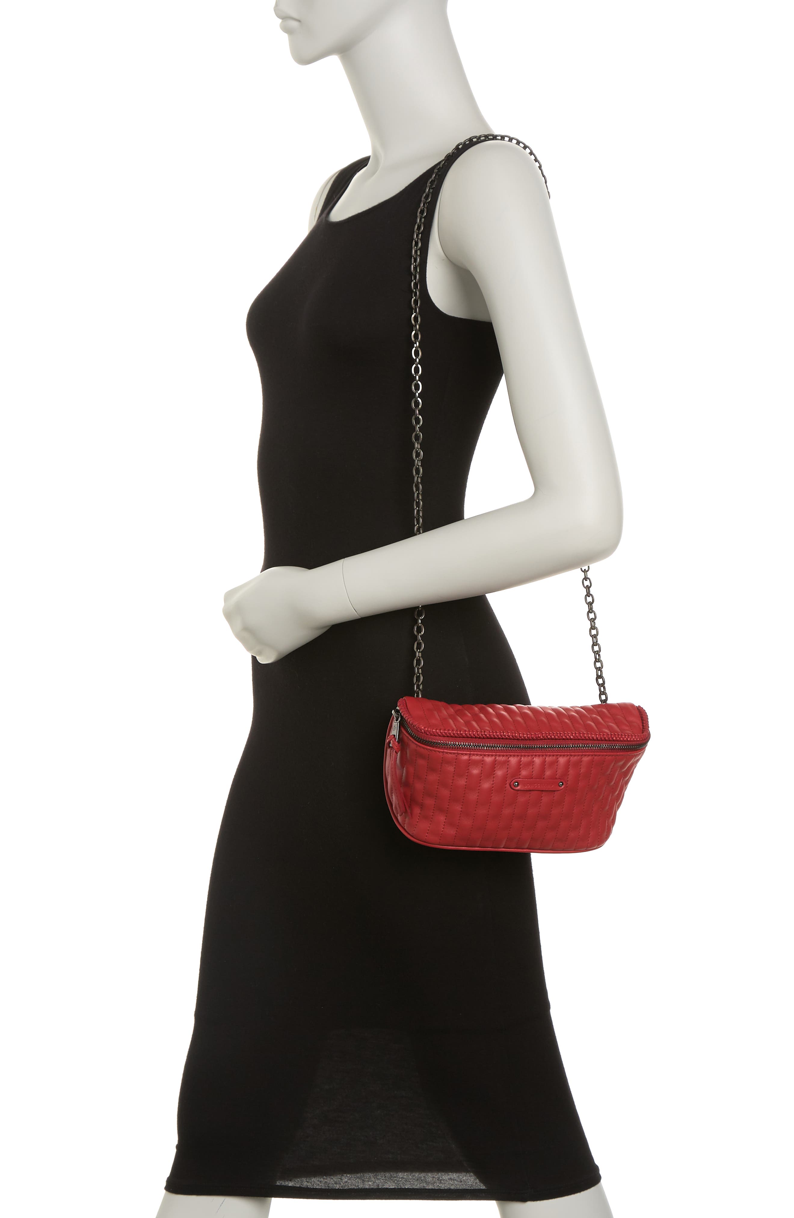 Longchamp Quilted Leather Shoulder Bag, Alternate, color, Red