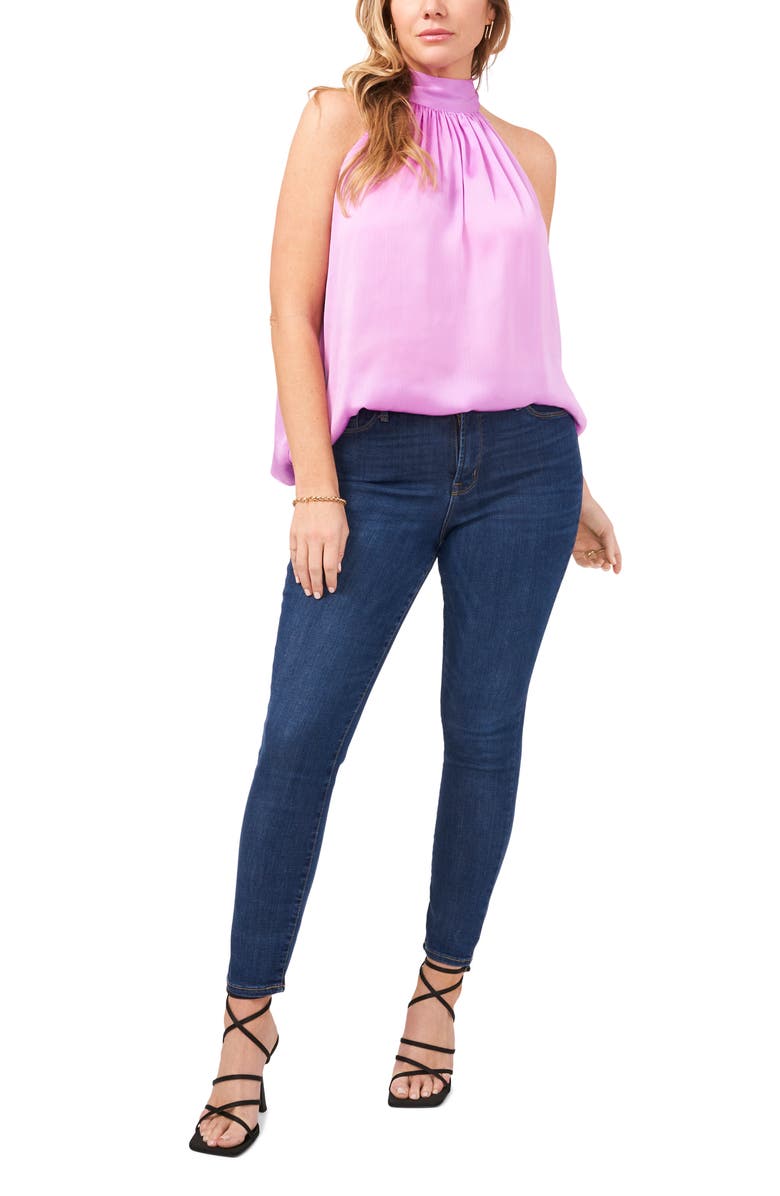 1.STATE Halter Neck Satin Top, Alternate, color, Violet Tulle