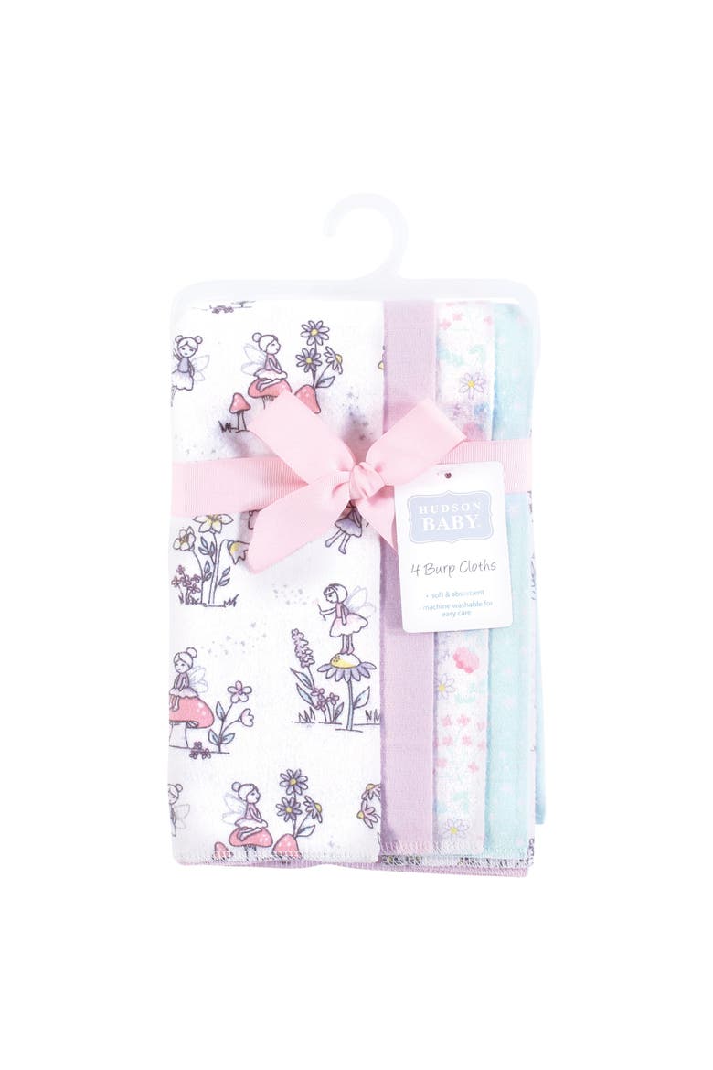 4 Piece Absorbent Flannel Burp Cloth, Alternate, color, Garden Fairies